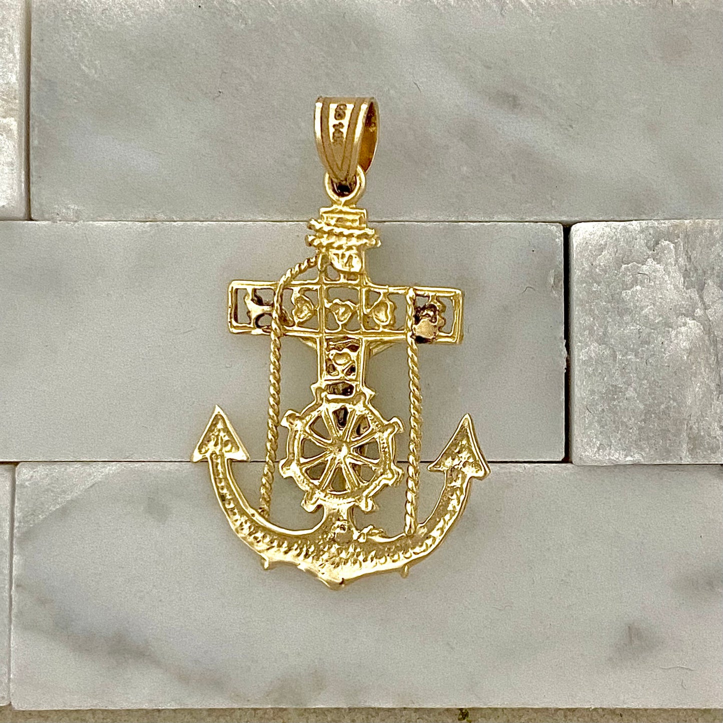 14k Yellow Gold Mariners Cross Pendant