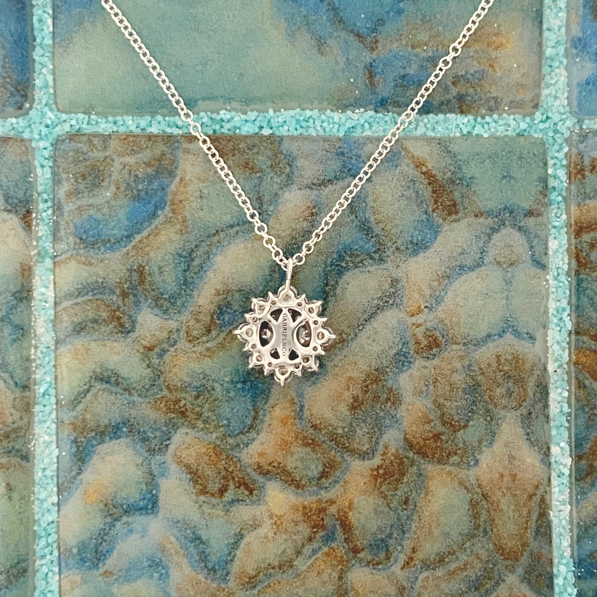 14k White Gold .46cttw Diamond Cluster Necklace 17.5” - DePaulas