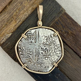 8 Reales Atocha Potosi Mint Grade 1 14k Yellow Gold Bezel Treasure Coin Pendant
