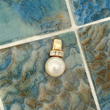 14k Yellow Gold 10mm South Sea Pearl With Diamond Accents .09cttw Pendant