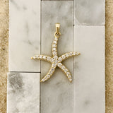 14k Yellow Gold .75ct Diamond Starfish Pendant