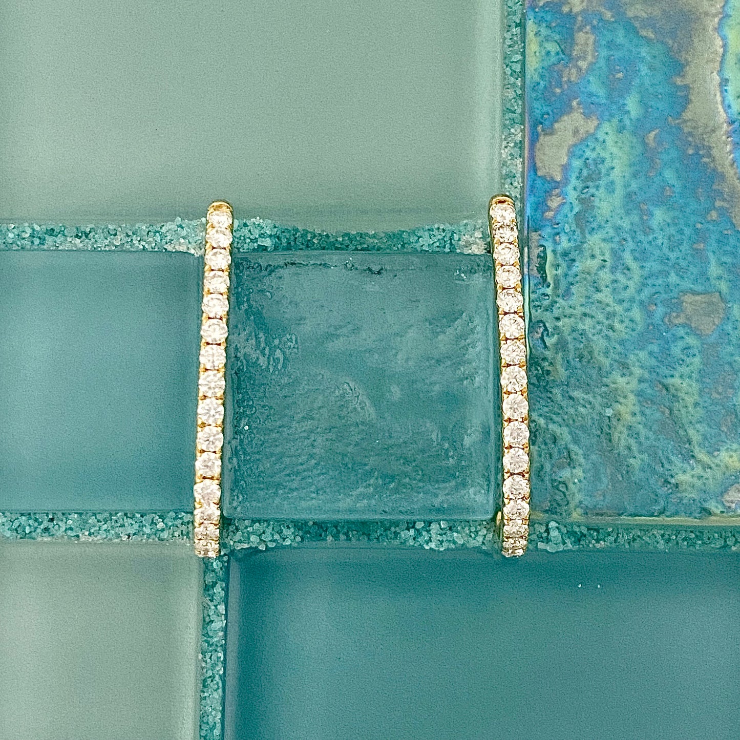14k Yellow Gold .94cttw Diamond J Hoop Post Earrings