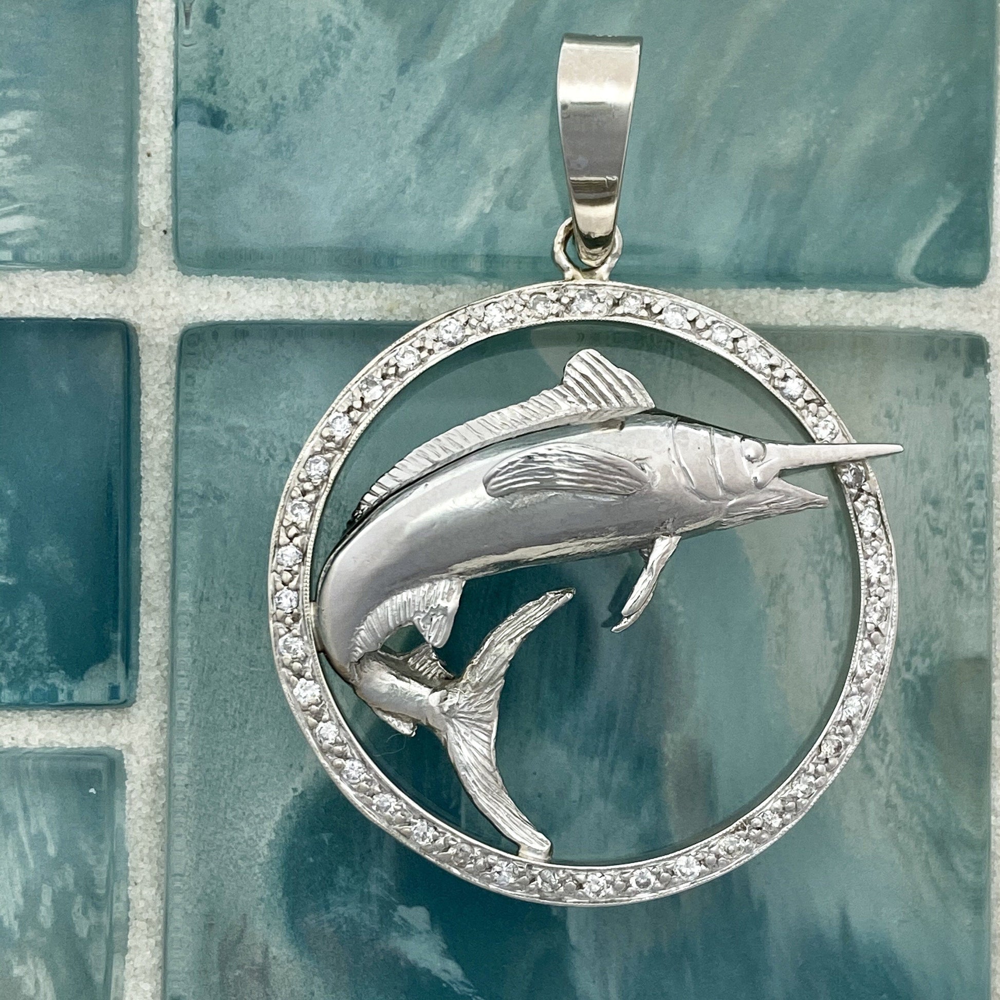 Platinum Marlin With Diamonds 1cttw Pendant - DePaulas