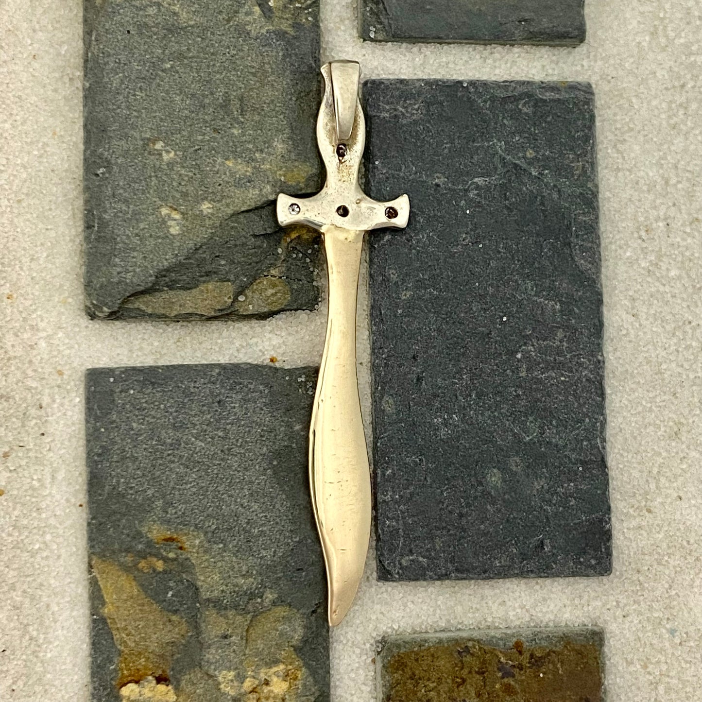 14k Yellow Gold .15cttw Diamond Sword Pendant