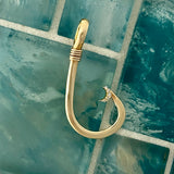 14k Yellow Gold Hand Made Hook With .02cttw Diamonds Pendant