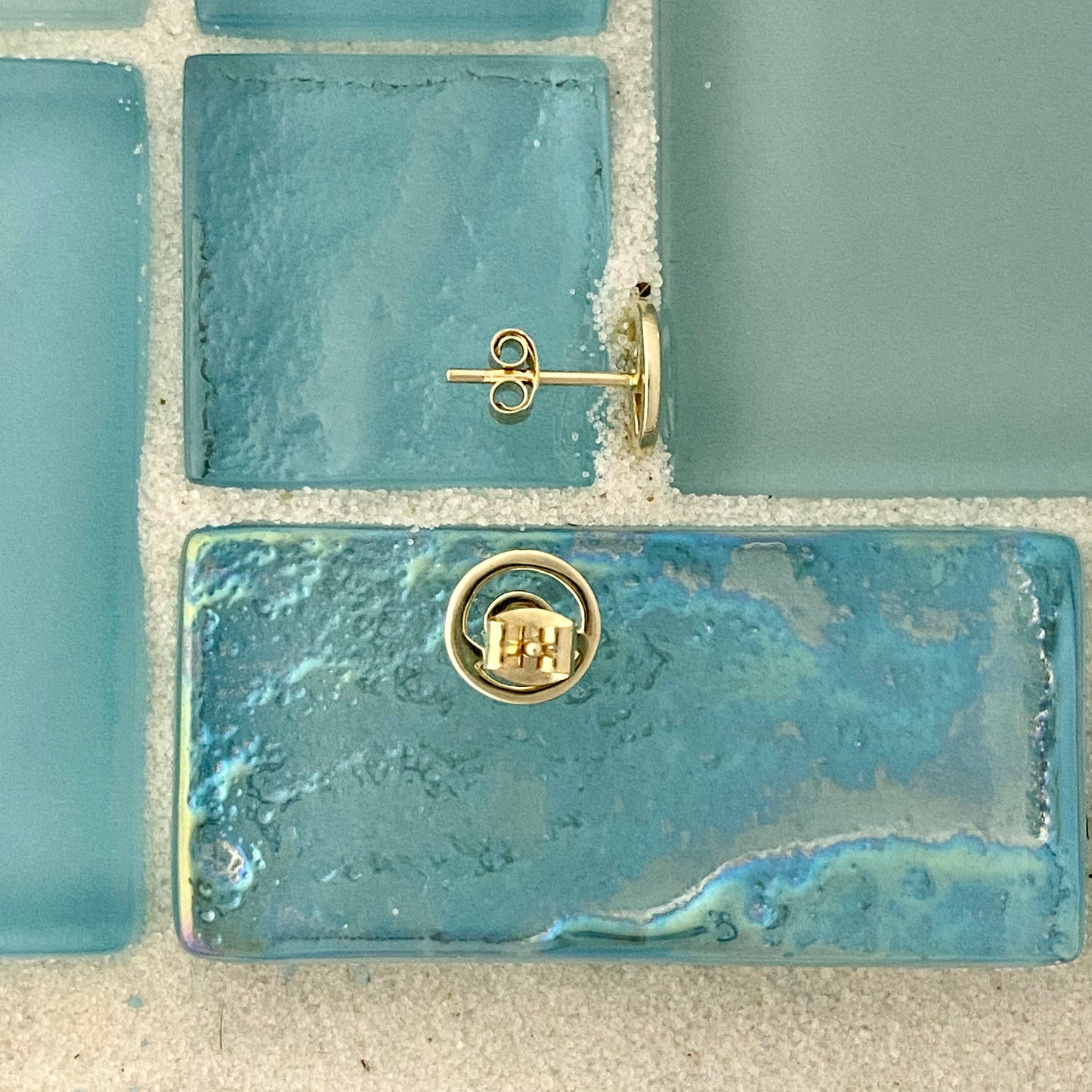 14k Yellow Gold Wave Post Earrings