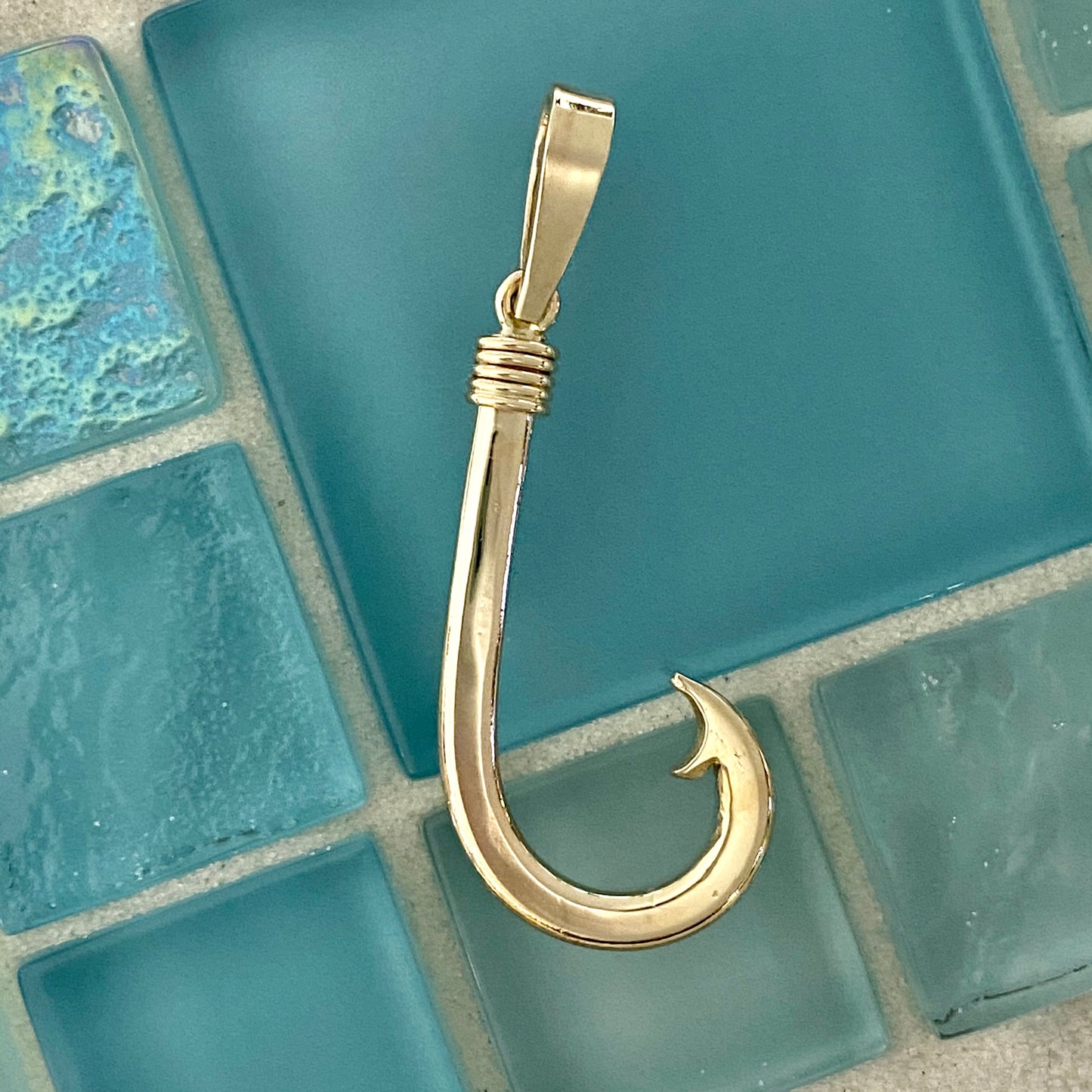 14k Yellow Gold Hand Made Hook Pendant
