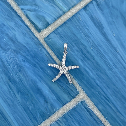 Sterling Silver Cubic Zirconia Accent Starfish Necklace