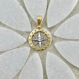 14k 2-Tone Gold Small Compass Rose Pendant