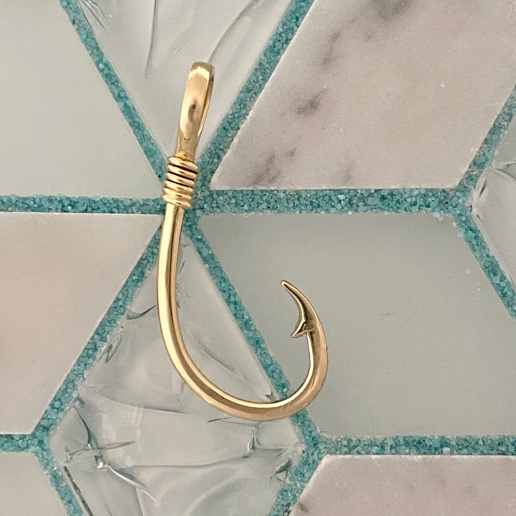 14k Yellow Gold Hand Made DePaula Hook Pendant